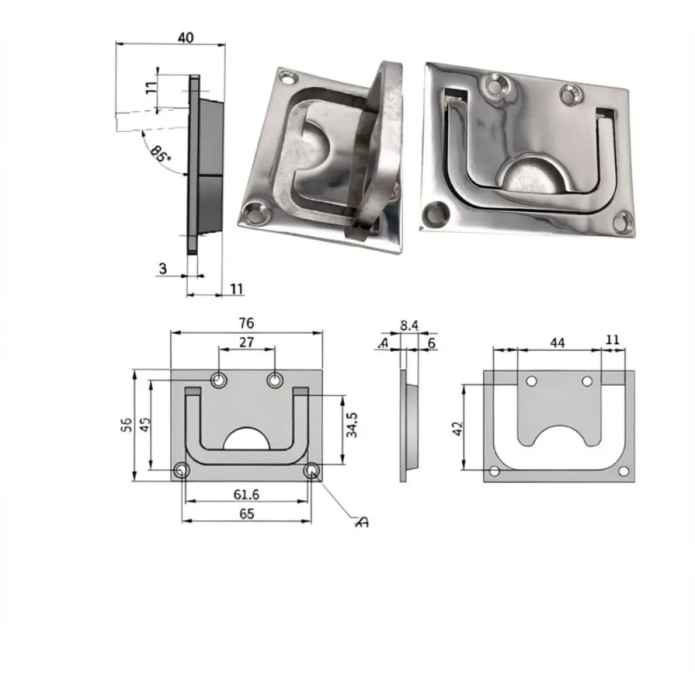 Hidden Flush Ring Handle 316 Stainless Steel Boat Marine Deck Hatch Cabinet Drawer Door Pull Hardware Modern Grip - view 4