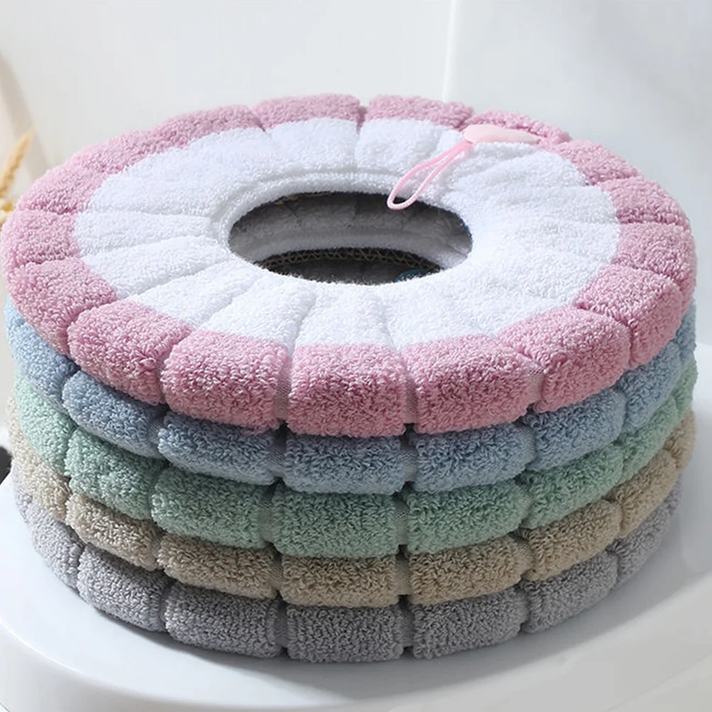 

4Pcs Pumpkin Style Toilet Seat Cushion Winter Warm Pad Comfortable Germ Resistant Public Bathroom Essential