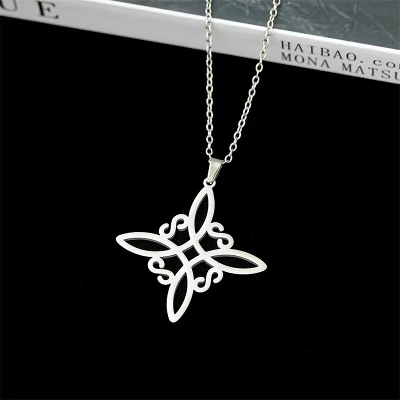 Skyrim Wicca Witchcraft Witch Knot Necklace Stainless Steel Choker Necklaces Vintage Amulet Supernatural Jewelry Gift for Women