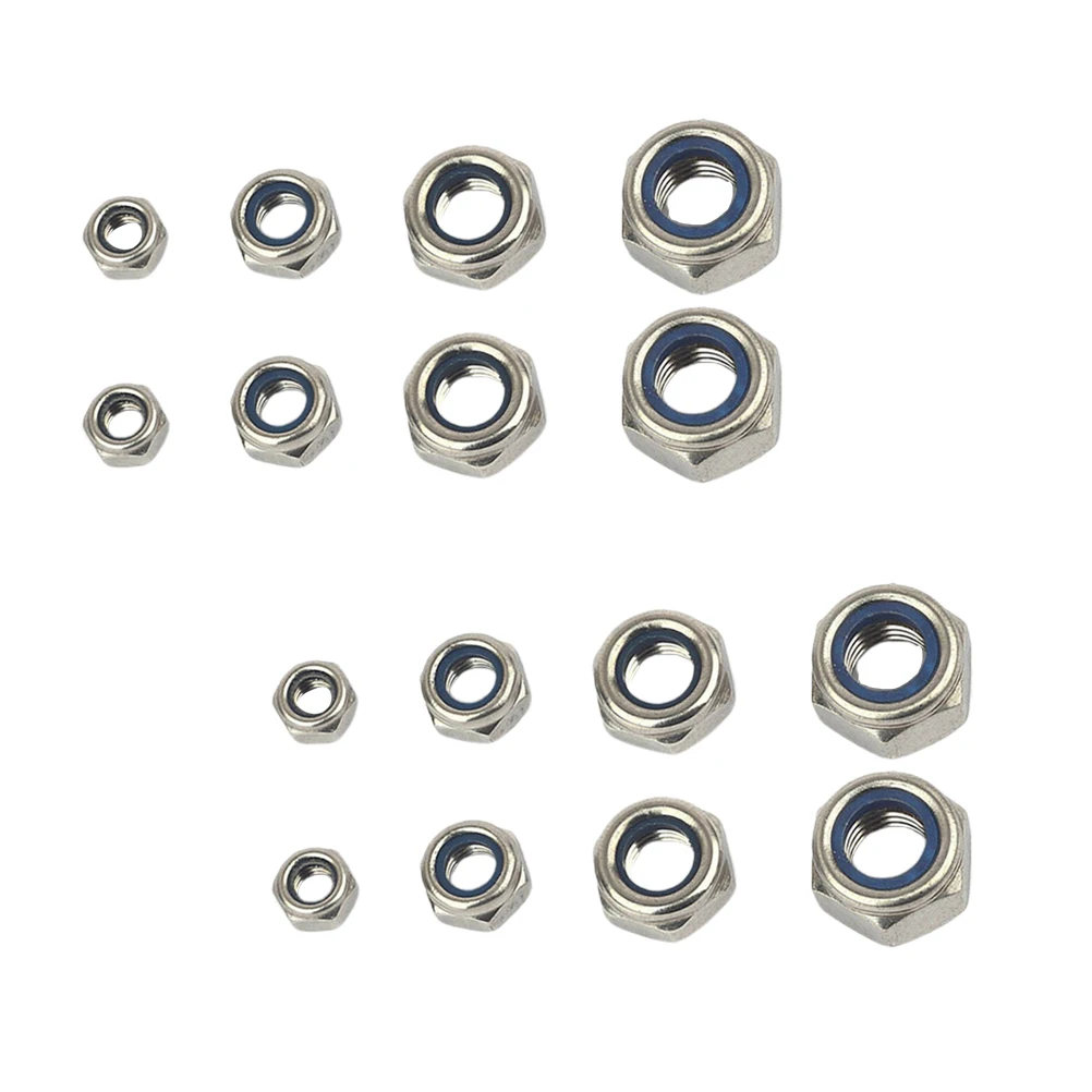 

180pcs Stainless Steel Hexagonal Lock Nut Set Screw Assortment Kit Shockproof Hardware Fastener For Machinery Auto