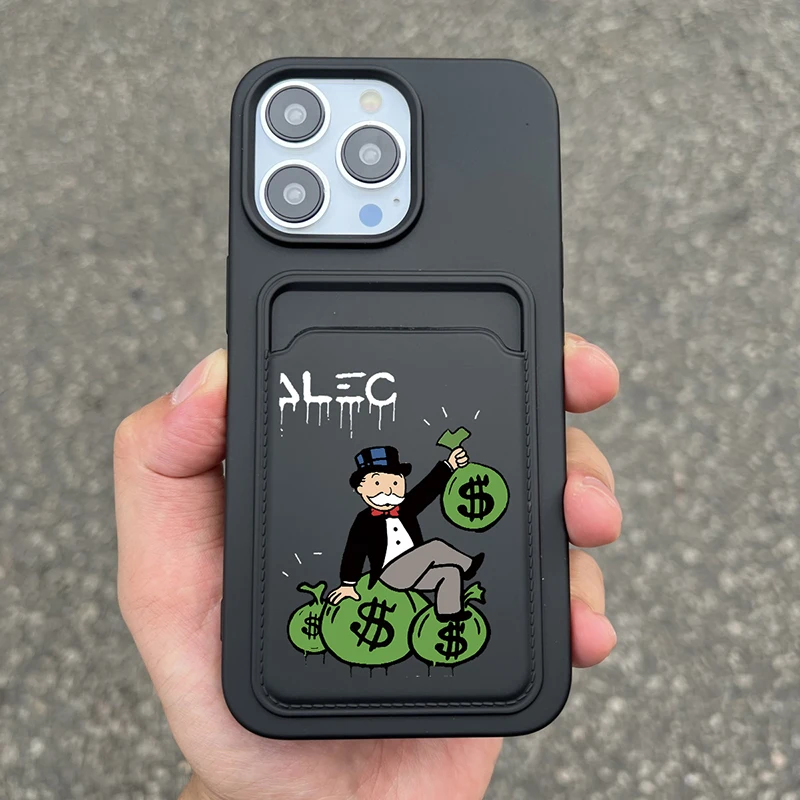 Ins Luxury Dollar MonopolyS Wallet Card Phone Case For iPhone14 Pro Max 11 12Mini 13 Pro XS Max XR 7 8 Plus Silicone Back Cover