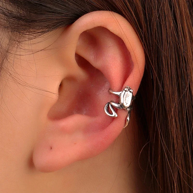 Fashion Retro Ear Clip Without Ear Holes Punk Frog Ear Bone Clip Single Minimalist Earrings Party Jewelry Gifts