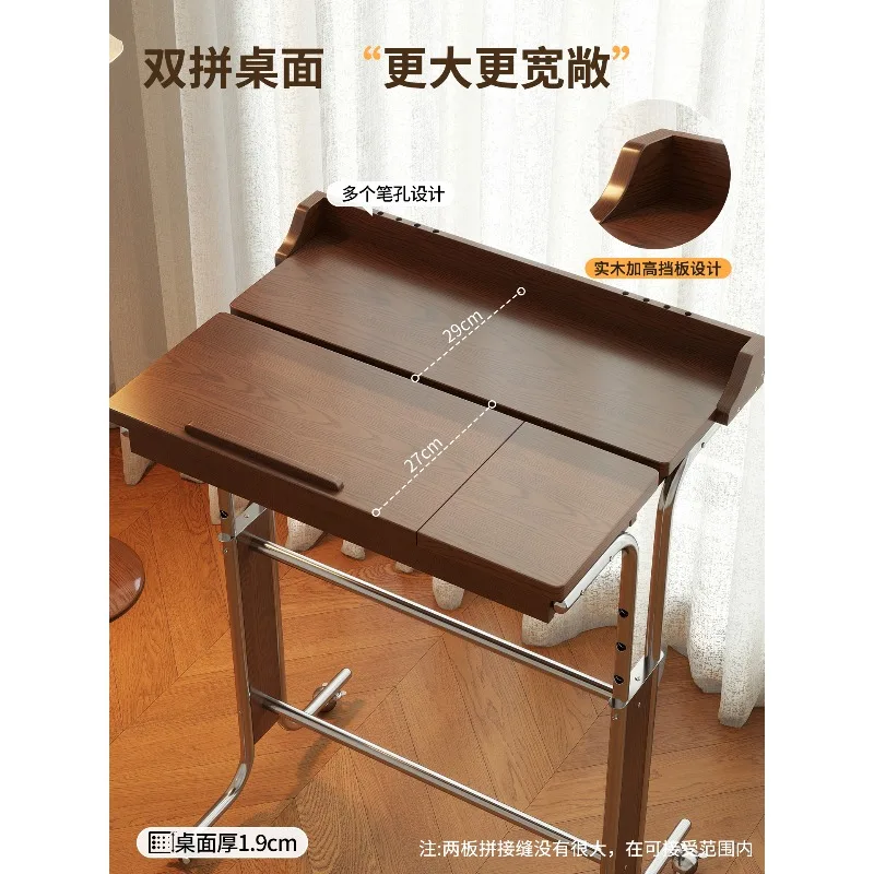 Medieval solid wood lifting computer desk household workbench small desk removable desk Bauhaus small apartment