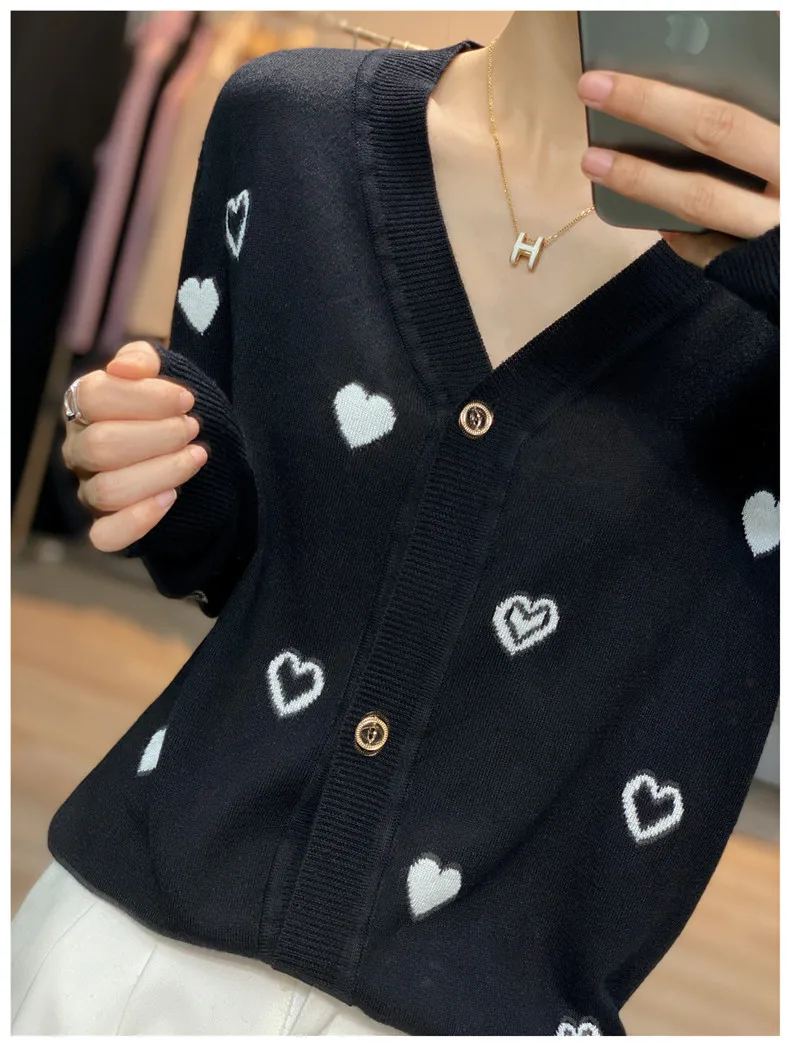 Cardigans Women 2022 Spring and Autumn Single Breasted V-neck Knitted Cardigan Sweater Fashion  Knitwear Cardigan Women\'s