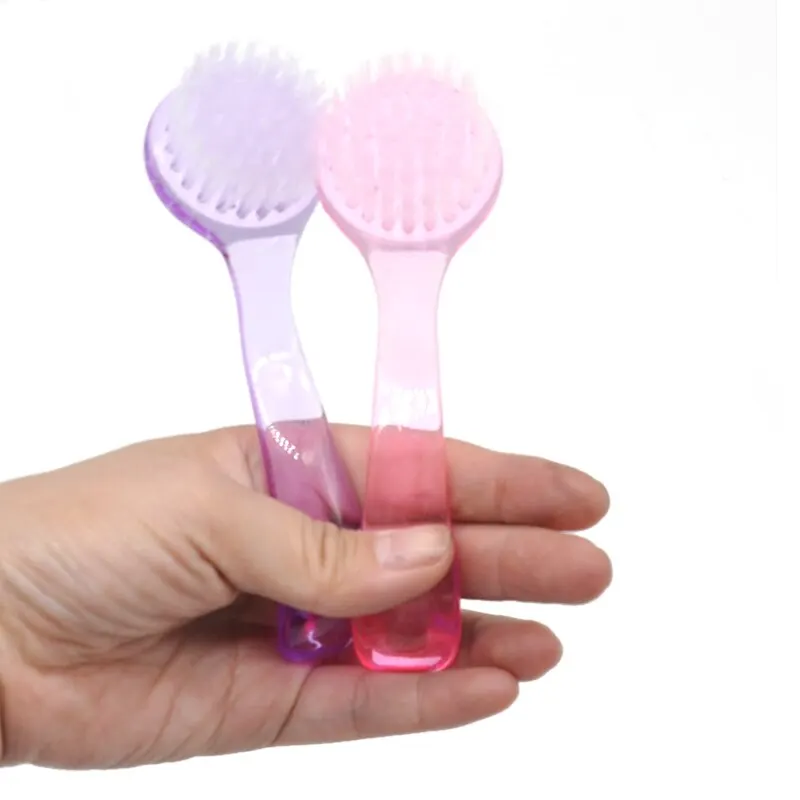 Nuova spazzola per unghie in plastica morbida per rimuovere la polvere, trucco, spazzole per lavare la polvere, testa rotonda, polvere pulita con cappuccio per pedicure