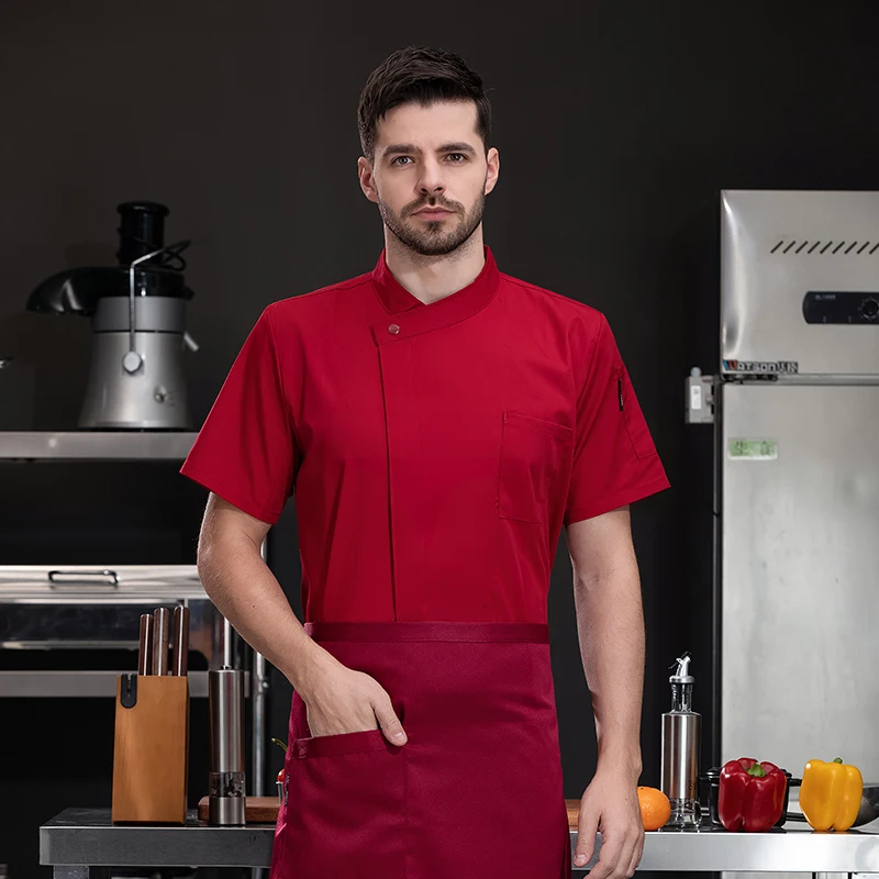 Chef Uniform Waiter Clothes Cook T-shirt Male/female Summer Work Clothes Food Service Kitchen Jacket Resturant Hotel Cook Coat