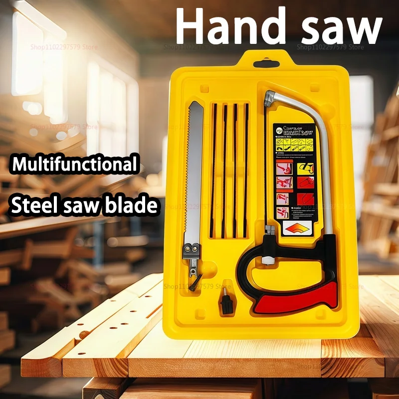 

Комплект ручной пилы 7-в-1 включает стальную ножівку для металла, дерева, стекла с 6 лезвиями, идеально подходит для самостоятельной работы, деревообработки, резки металла, моделирования