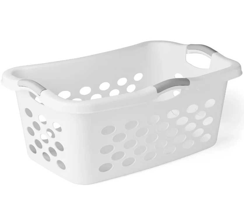 

NEW Hip Hugger Rectangular Plastic Laundry Basket, White, 4 Pack