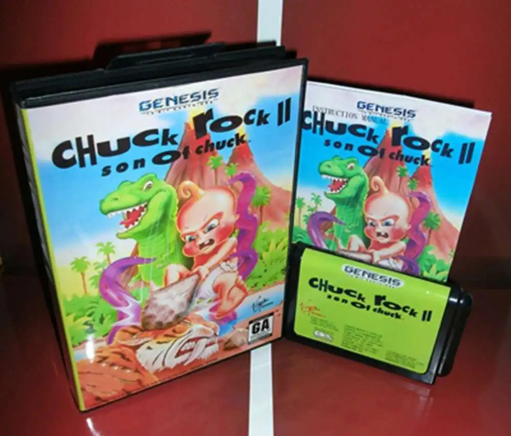 Chuck Rock 2 с коробкой и ручным картриджем для 16-битной игровой карты Sega MD системы Megadrive Genesis