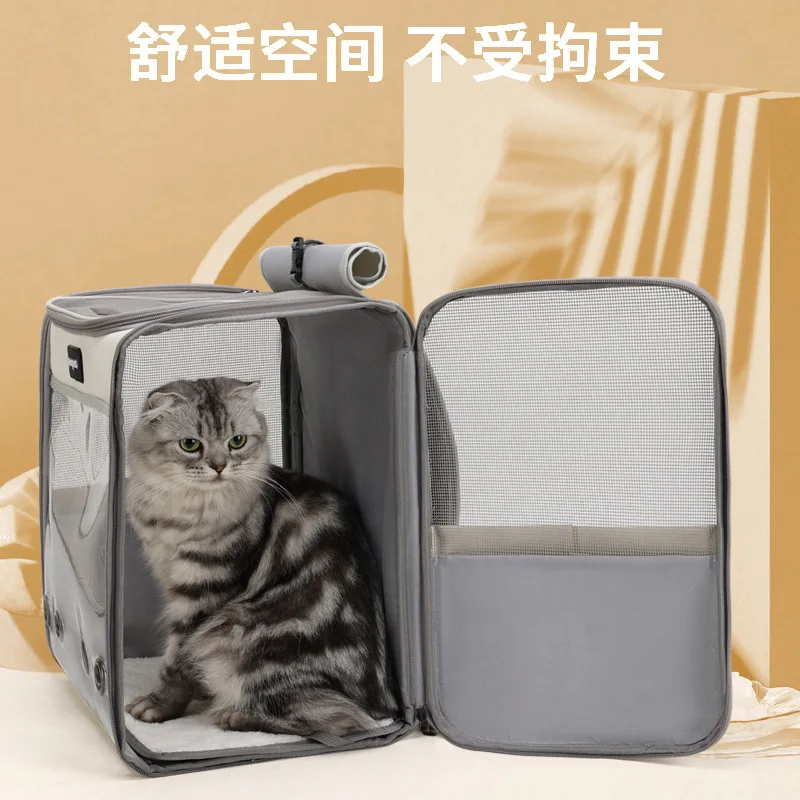 Mochila portátil para mascotas, bolsa de viaje para gatos y perros pequeños, mochila transpirable de gran espacio, suministros para mascotas