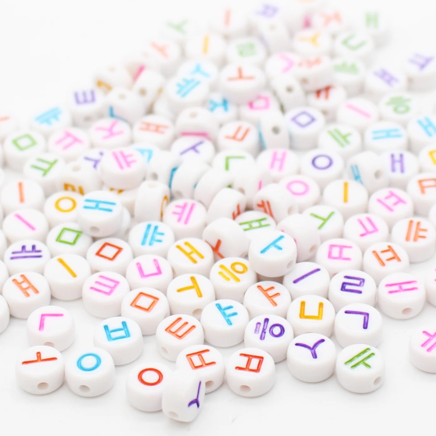 7mm Mixed Korea Alphabet Letters Beads Round Acrylic Korean Beads For Jewelry Making Diy Bracelet Phone Chain Accessories 100pcs