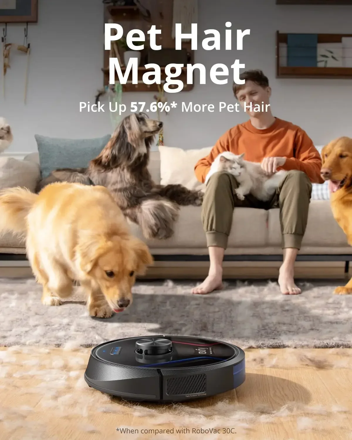 Anker RoboVac X8 - Robot Vacuum Pet Hair, iPath Laser Navigation, Twin-Turbine 2000Pa x2 Suction, AI. Map 2.0 Technology, Wi-Fi