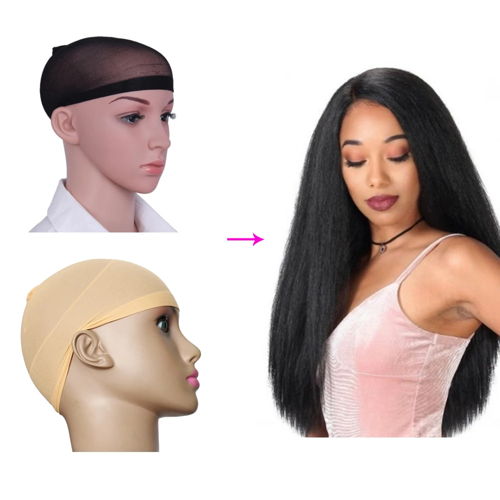 

Top Stocking Wig Cap Hair Net For Weave 2pcs Hair Wig Nets Black Brown Stretch Mesh Wig Cap For Making Wigs Free Size