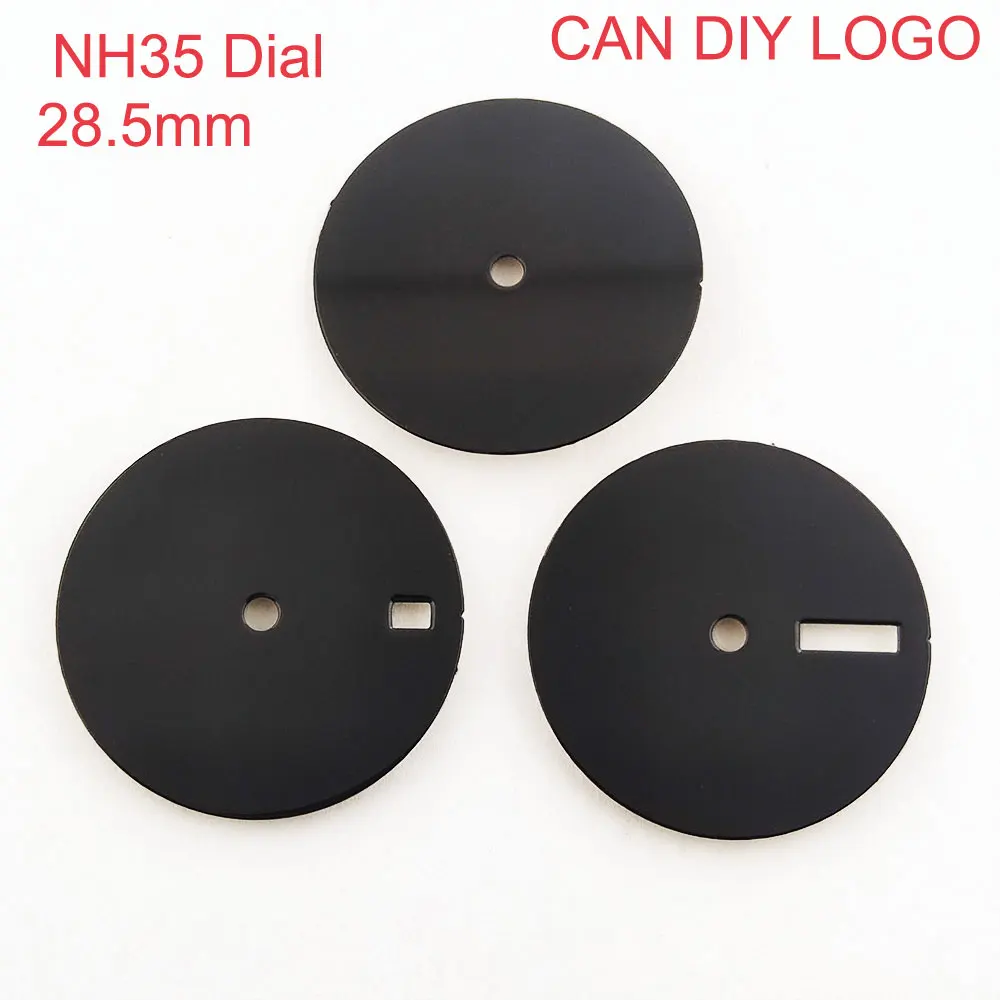 

28.5mm blank watch dial NH35 Movement Smooth dial Matte black window 3H men's watch dial