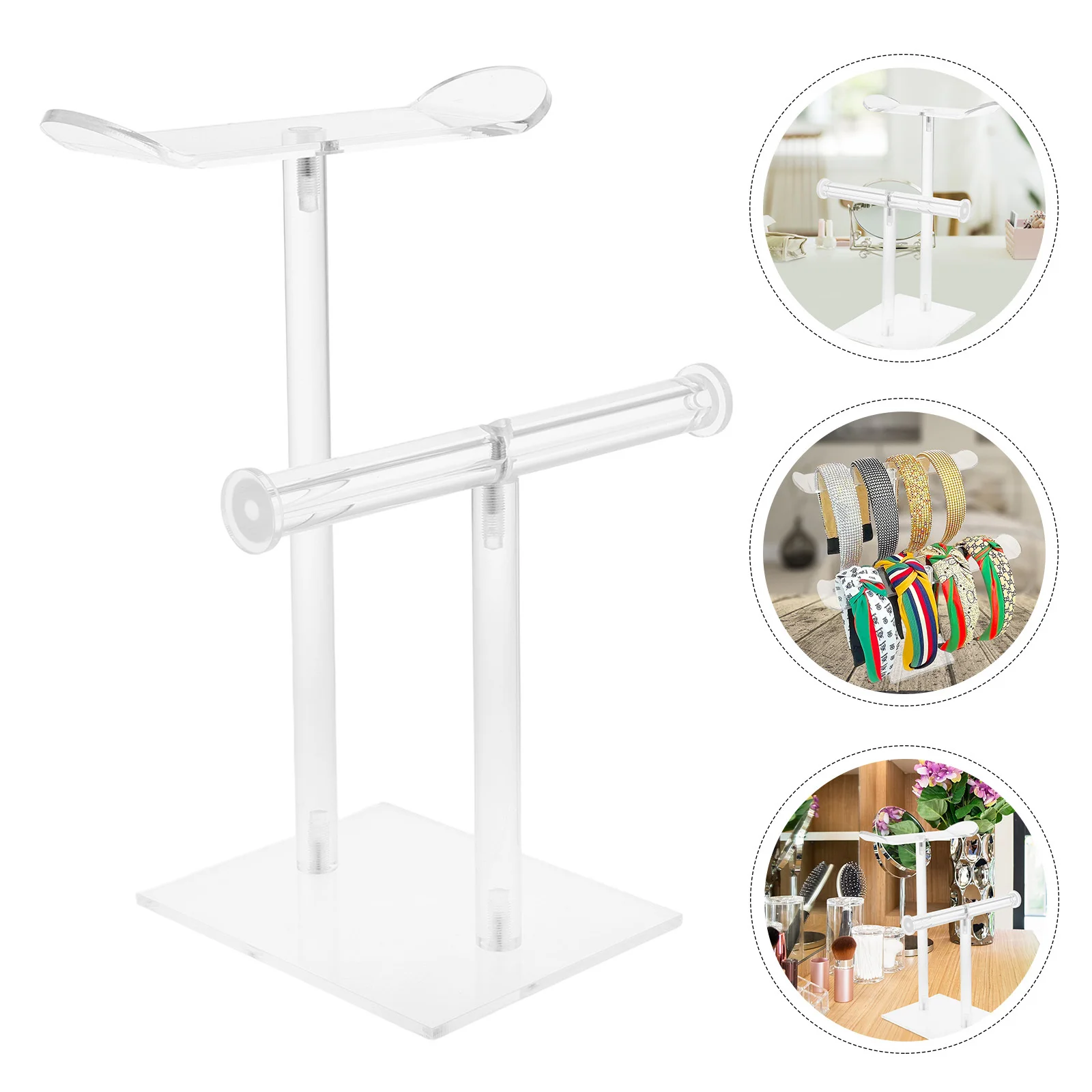 

Clear Headband Display Stand Transparent Double Layer Hair Accessories Organizer for Women Storage Rack for Headbands Hair
