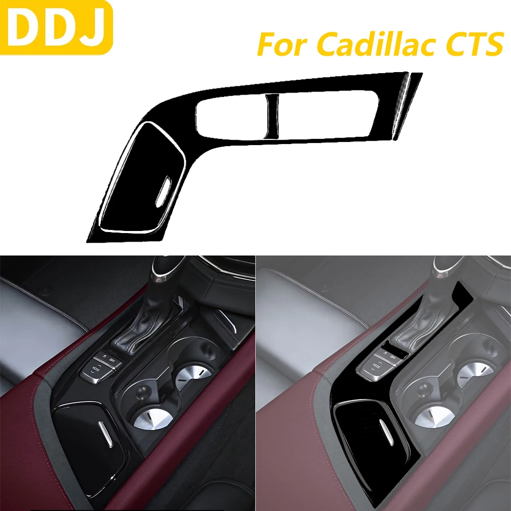 

For Cadillac CTS 2014-2019 Piano Black Central Gear Shift Control Panel Cover Decorative Set Car Accessories Interior Sticker