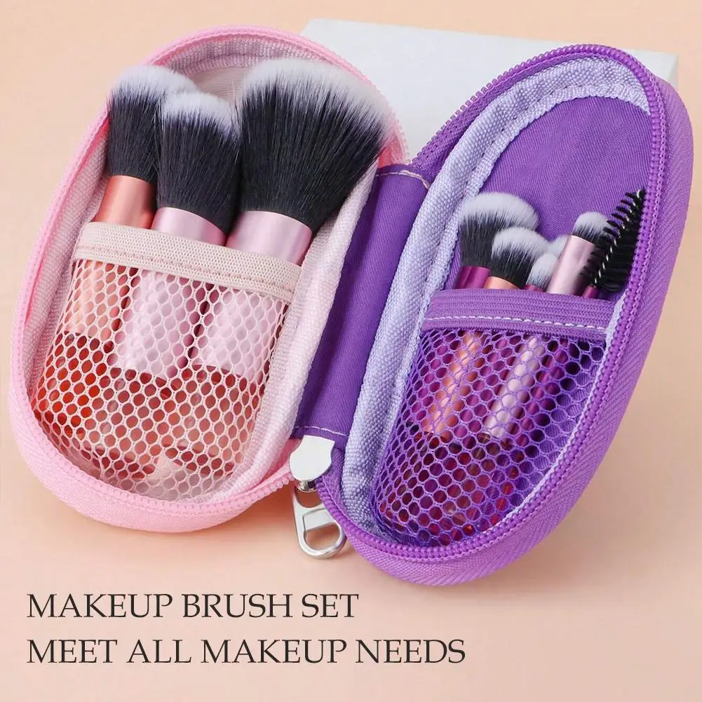 10pcs Mini Makeup Brush Set with Storage Bag Professional Foundation Contour Eyeshadow Eyebrow Brushes Beauty Makeup Tools