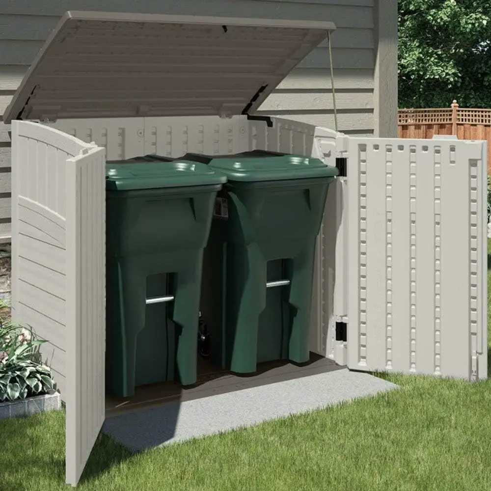 34 Cu Ft Capacity Horizontal Outdoor Storage Shed for Garbage Cans, Garden Accessories, Backyard,