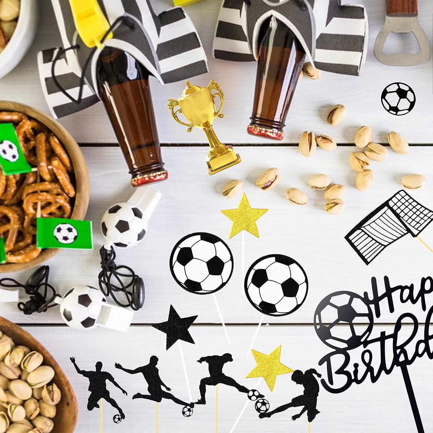 37PCS Sport Kuchen Dekoration mit Fußball Fußball Baseball Basketball Tennis Golf für Jungen Sport Thema Geburtstag Party Supplies – Detail 19