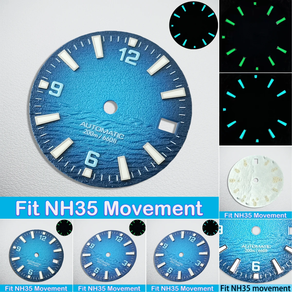 

Новый циферблат для часов NH35 28,5 мм в морском стиле, модификации Skx007, светящийся циферблат C3 Bgw9, подходит для механизмов NH35/36, запчасти для мужских часов