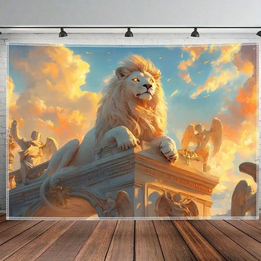 Majestic Lion Tapestry - Epic Mythological Beast Wall Hanging, Fantasy Art Decor, Living Room Bedroom, Multiple Sizes