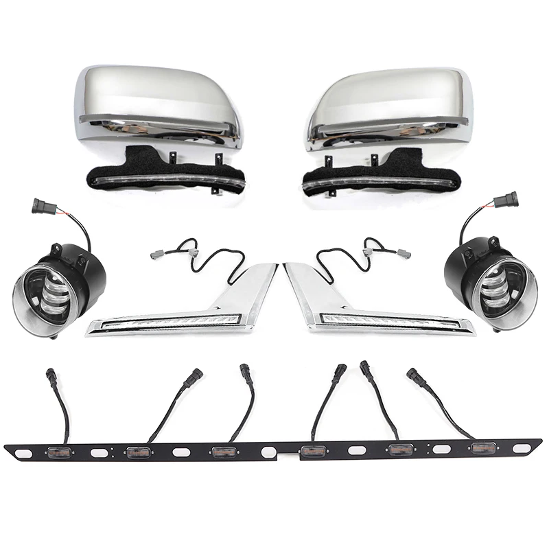 Dedicated to Toyota Land Cruiser 200 Front Face Middle Mesh LED Light Decoration Streamer Turn Signal Fog Light Modification