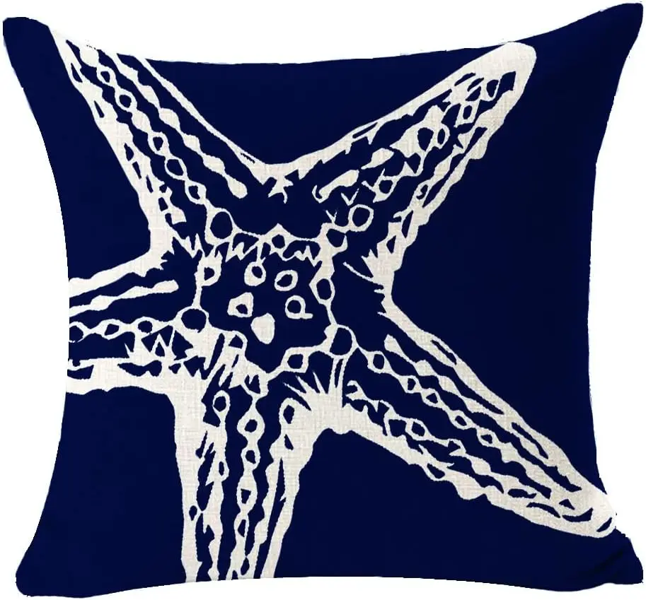 

Marine Octopus Squid Marine Animal Starfish Linen Decoration Pillow Cover Personalized Sofa Bed Square Cushion Cover