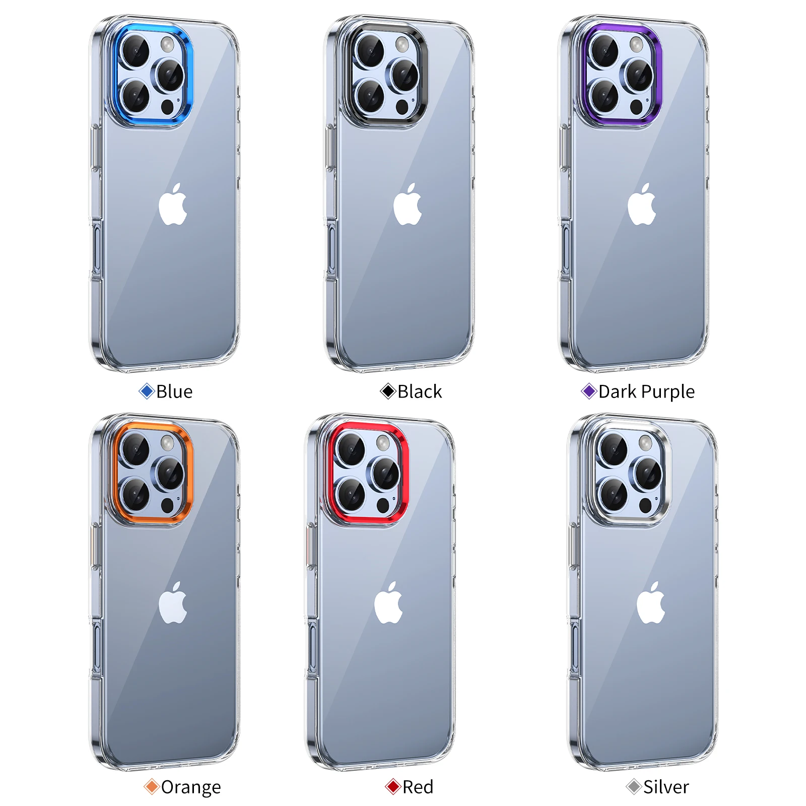 

HD Transparent Anti-fingerprint Phone Case for Iphone 16 15 14 13 12 Plus Pro Max Camera Bracket Shockproof Back Cover