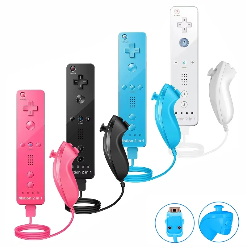Control Remoto Inalámbrico 2 en 1 para Nintendo Wii con Joystick y Motion Plus Opcionales, con Funda de Silicona para Videojuegos
