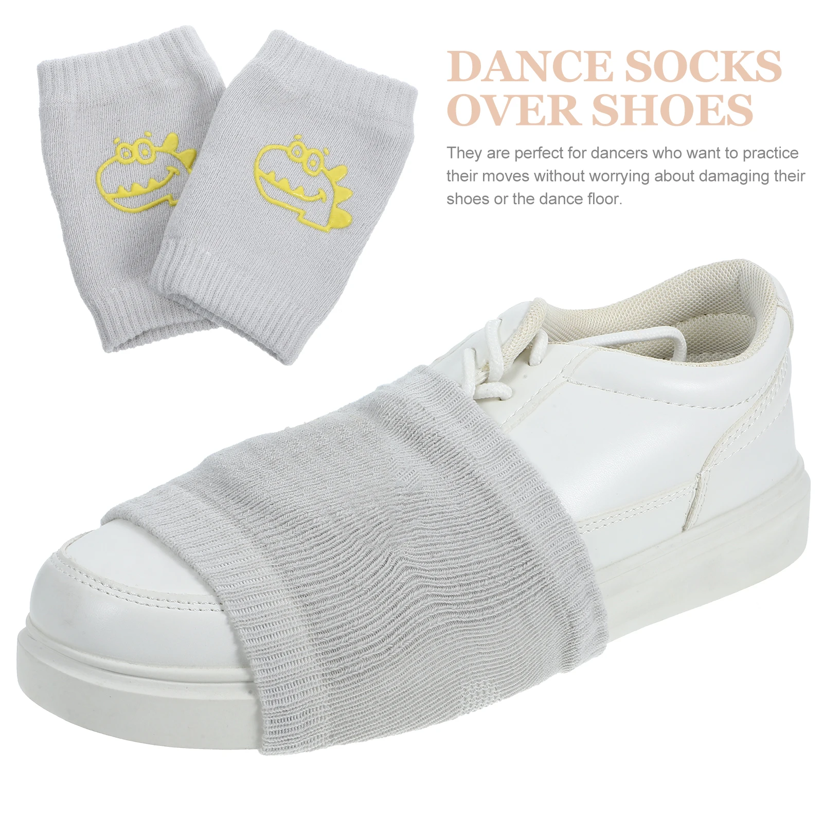 

2pcs Cotton Dance For Shoes Non-Slip Lightweight Dancer Shoe Protector Breathable Shoe Socks Lovely Dinosaur Design Dancer