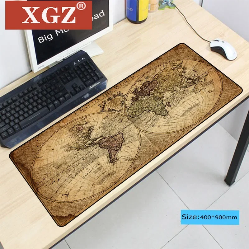 XGZ Old World Map 400 * 900 3mm XXL Large Mouse Pad Player Keyboard Office Desk Home Decoration CSGO DOTA