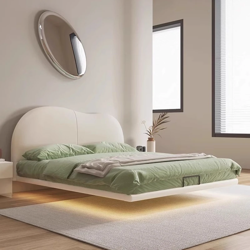 

modern floating frame Double bed bases king size luxury queen Single bed with led wood headboard camas de dormitorio furniture