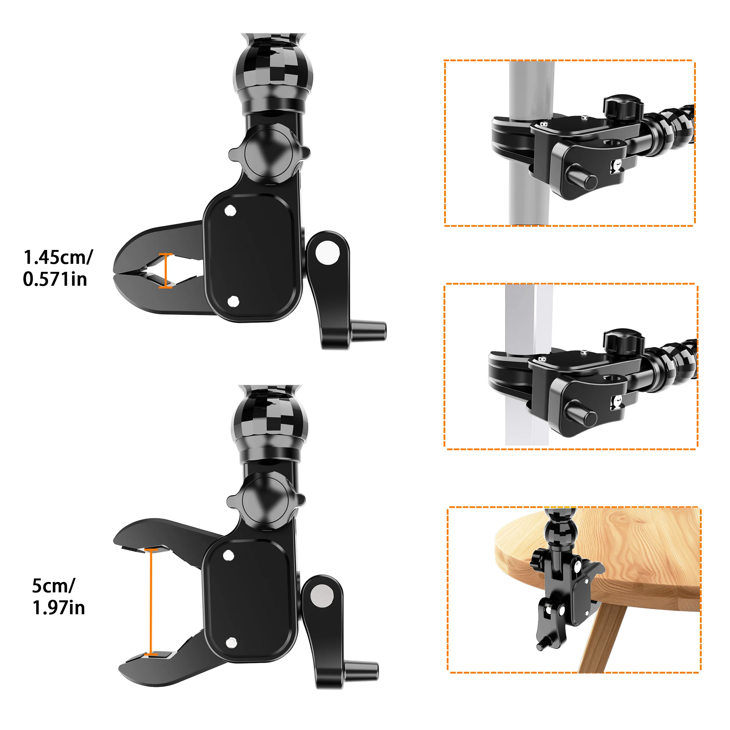 Microfone flexível, suporte de música e suporte para tablet, compatível com todos os tablets e smartphones de 4,7 a 15 polegadas