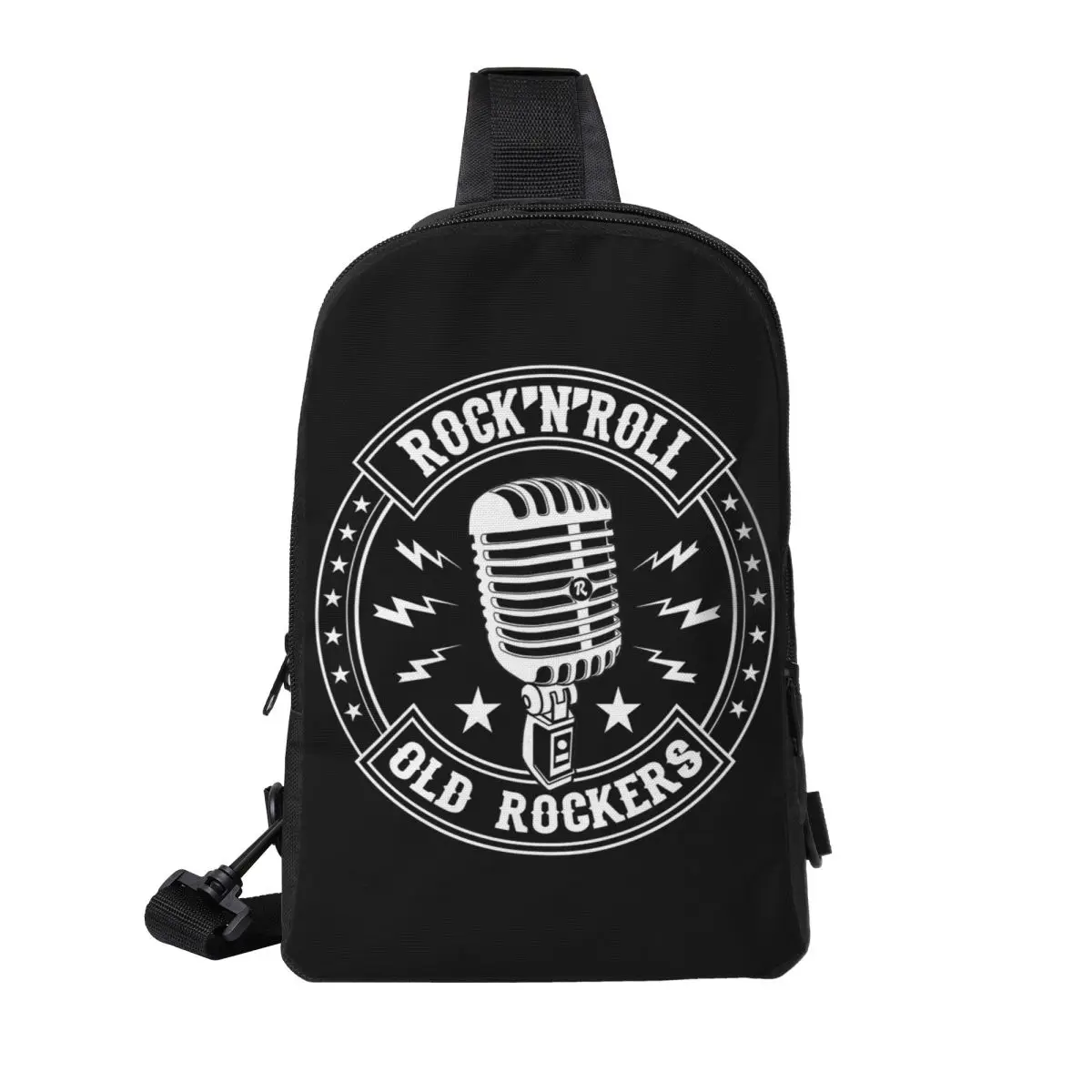 

Microphone Rock And Roll Rockabilly Chest Bag Men Sling Crossbody Backpack Chest Bag Traveling Hiking Daypack Shoulder Bag