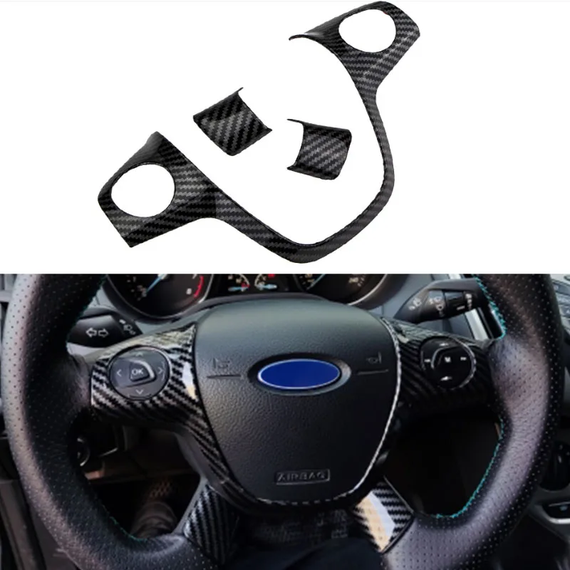 for Ford New Focus 3 MK3 Sedan Hatchback 2012 2013 2014 Car Styling Steering Wheel Trim Cover Sticker Decoration Case