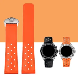 Silicone rubber watch strap 22mm soft waterproof orange red black watch band bracelet For TAG Heuer MONACO CARRERA F1 AQUARACER