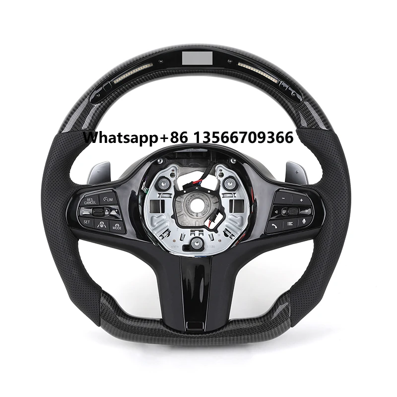 

With LED Display Half Perforated Leather Carbon Fiber Steering Wheel for G11 G12 G20 G30 M2 G87 M3 G80 M4 G82 M5 F90 X5 G05