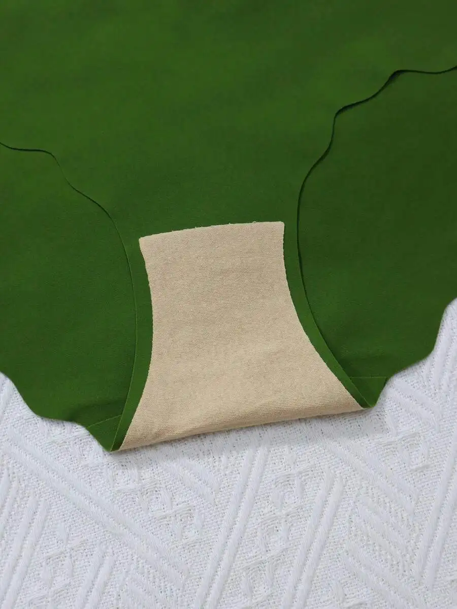 

12pcs Minimalist Silk-Smooth Breathable Solid Triangle Briefs Comfortable Skin-Friendly Quick-Dry Wave Hem