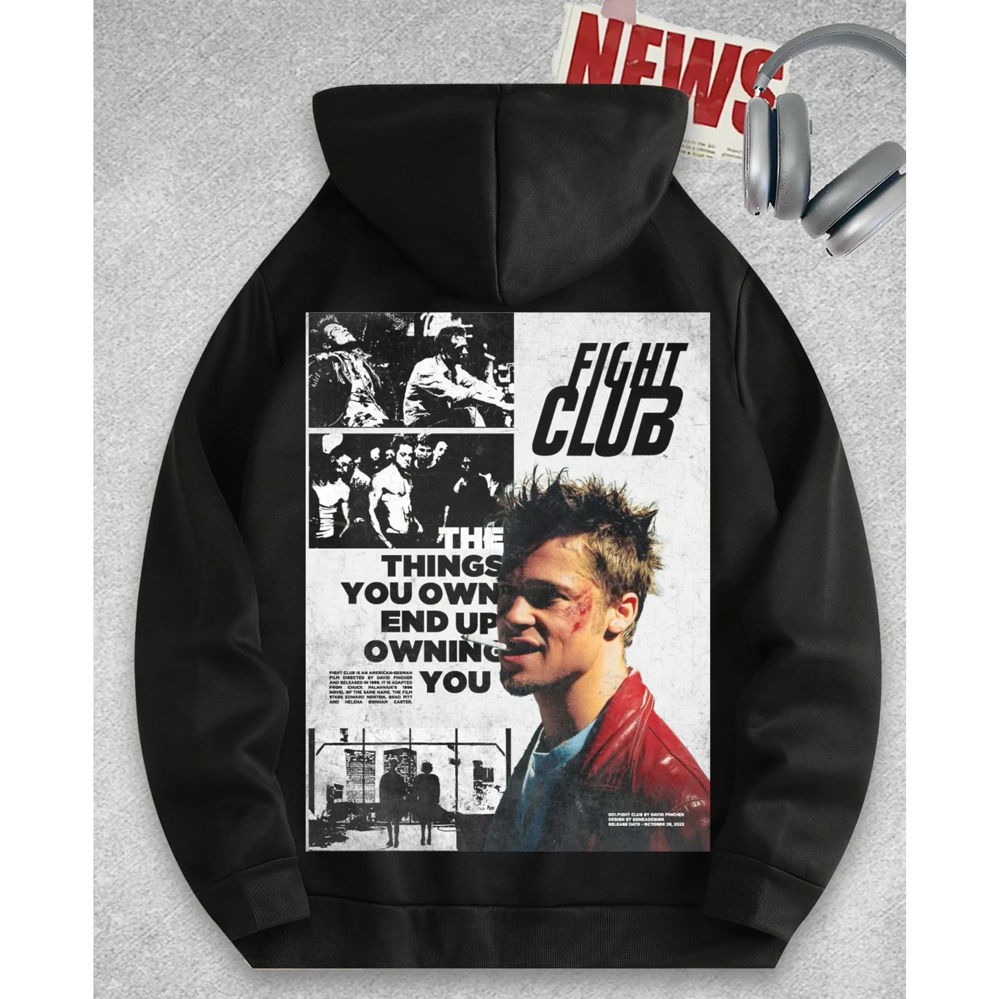 

Fall/Winter TV Fight Club Movie Graphic Men Hoodie Casual Vintage Prue Cotton Short Sleeve Hoodie Unseix Loose Oversized Top