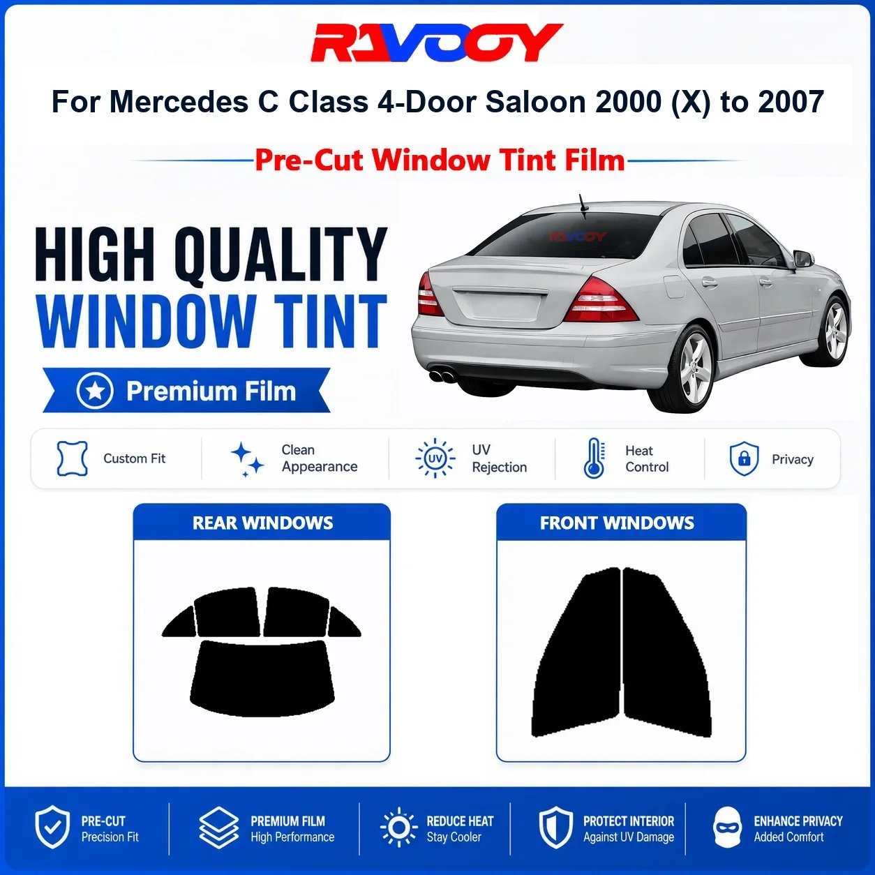 premium-pre-cut-window-tint-for-mercedes-c-class-4-door-saloon-2000-x-to-2007-front-rear-windows-uv-heat-rejection