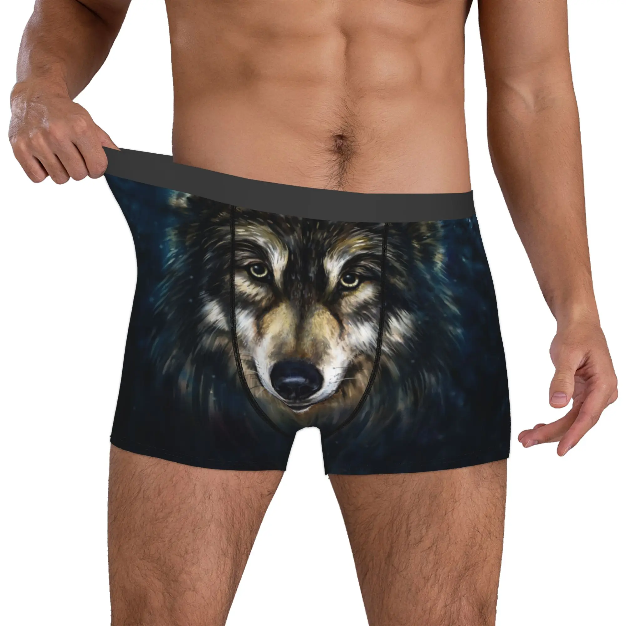 Animal Wolf Underwear Men Printed  Boxer Shorts Panties Briefs Breathable Underpants