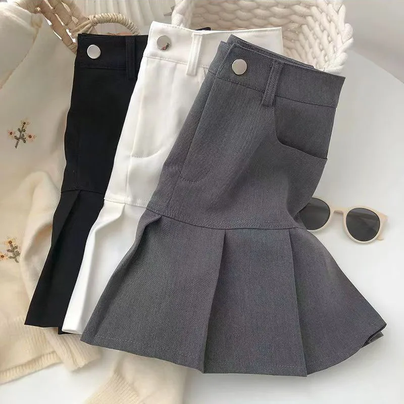 Preppy Style Jk Uniform Mini Skirt Women Korean Street High Waist Pleated Skirts Woman Spring Summer Gray Safety A-Line Skirt