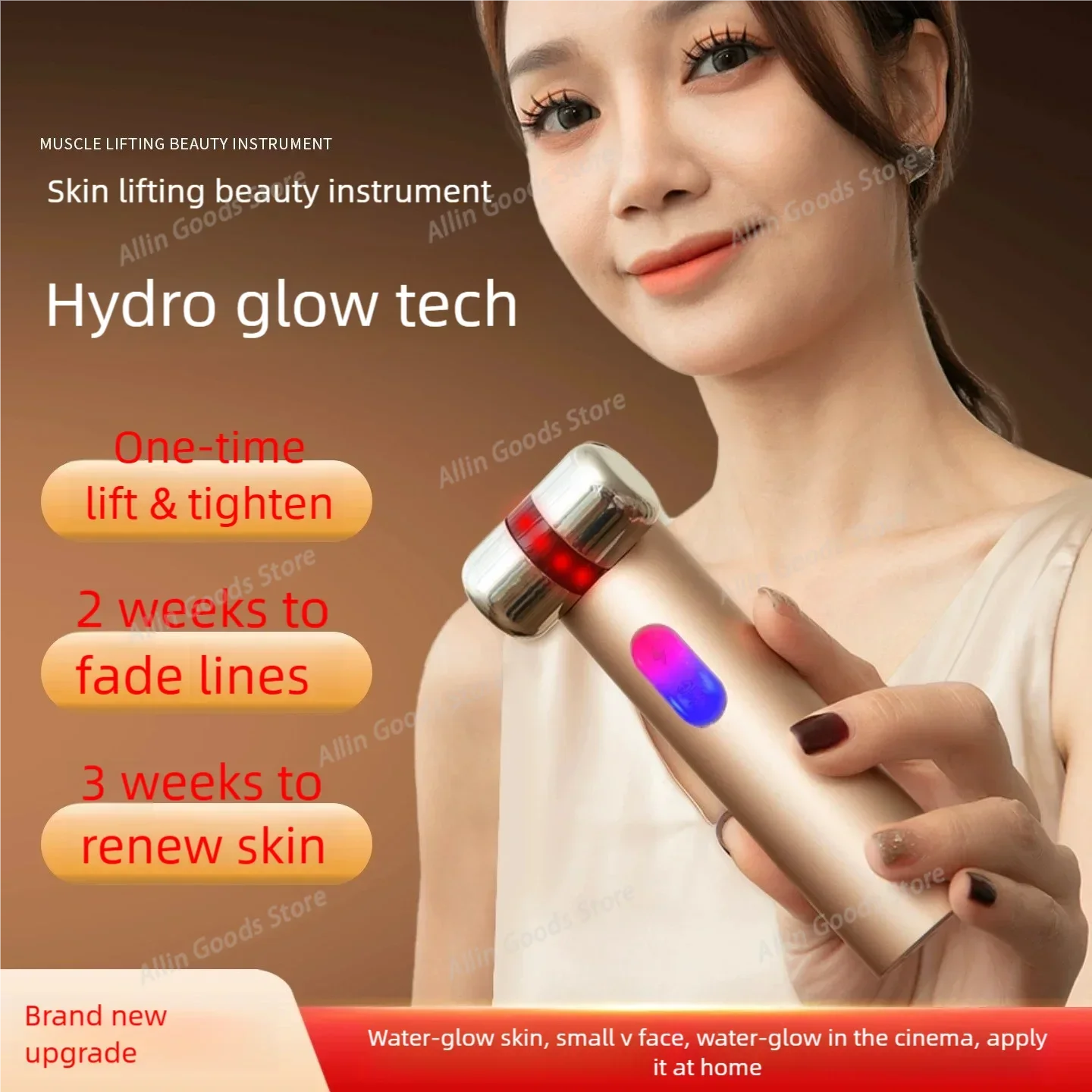Home Use EMS Vibration Facial Massage Roller 3 Spectrum LED Photon Therapy Skin Tightening Lifting Face Slimming Tool