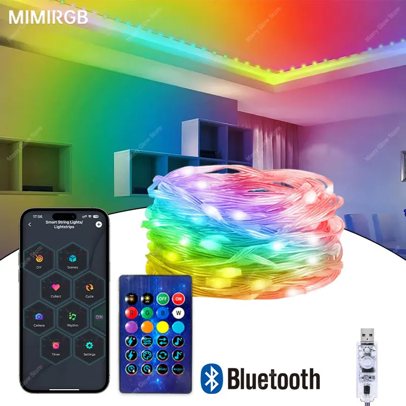 

10 м светодиодные праздничные огни сказочный гирляндный светильник Smart Bluetooth APP управление занавеска огни гирлянда гирлянда домашний декор для рождественской вечеринки