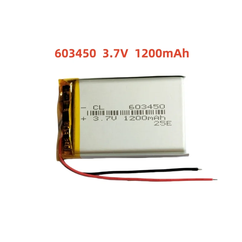 

3.7V 1200mAh Li-Polymer Replacement Li Lipo Battery 603450 JST 2Pin 1.0/1.25/1.5/2.0/2.54mm Connector For GPS Camera LED