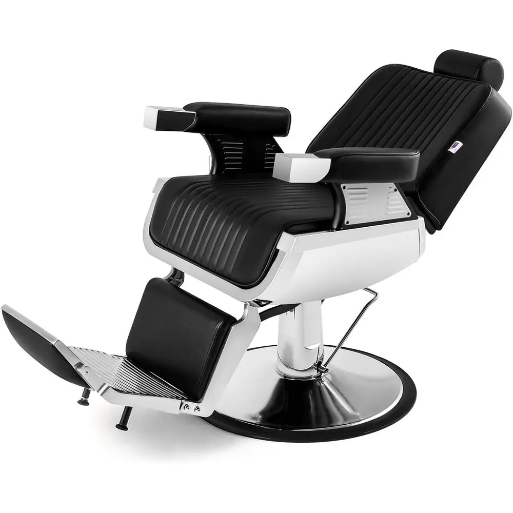 Heavy-Duty Reclining Hydraulic Barber Chair for Styling and Tattoos - Black