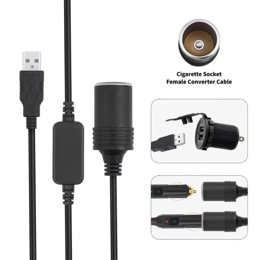 1PC Auto Interior Accessories Plug Connector Adapter Wired Controller Charger Cable Socket USB 5V To 12V Converter Adapter