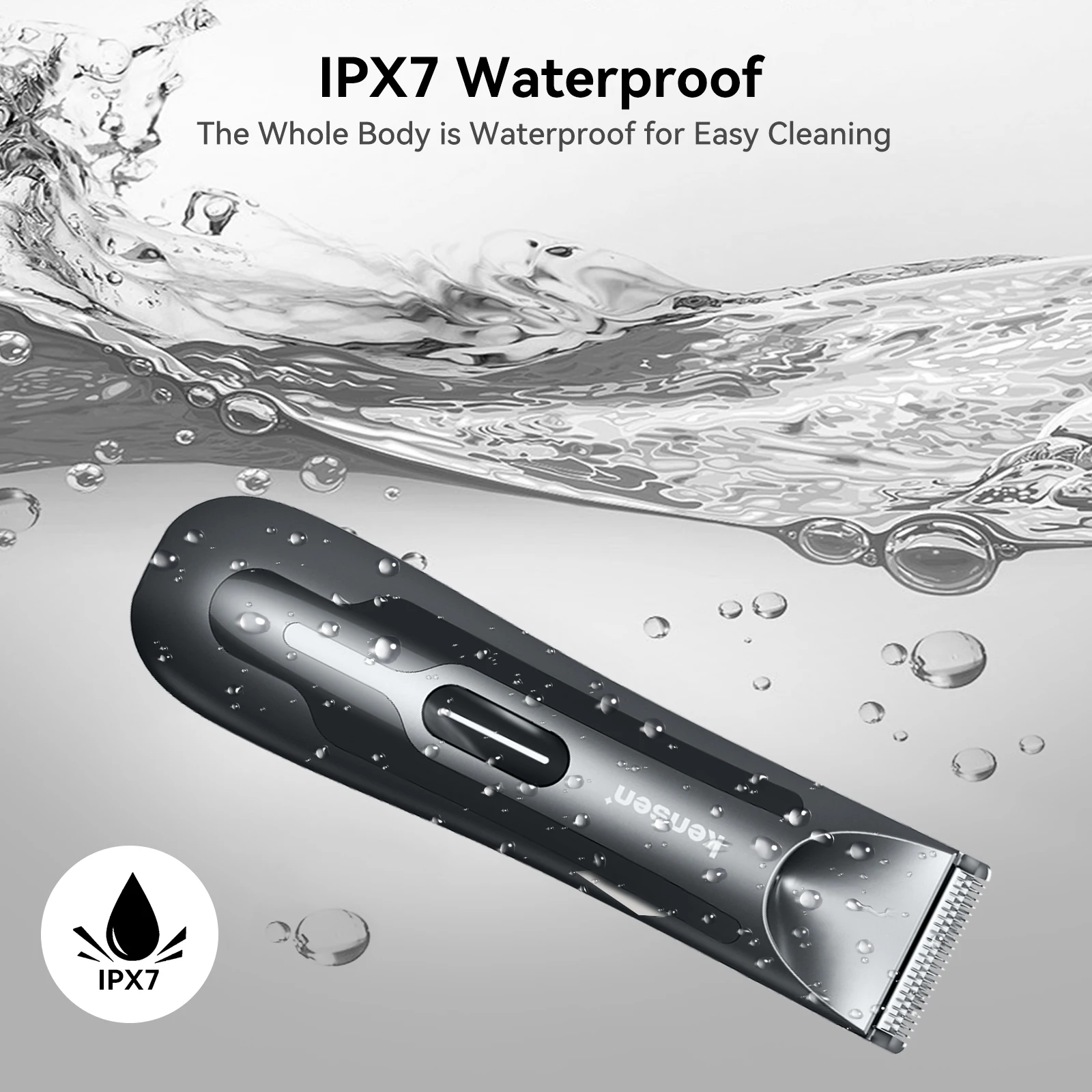 Kensen Hair Trimmer For Men Electric Hair Clipper With LED Light Bikini Groin Hair Removal Haircut Machine Rechargeable Shaver