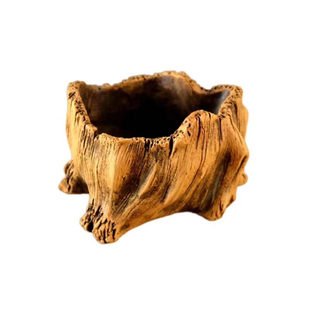 Rustic Stump Log Imitation Wooden Flower Pot Home Decoration Irregular Tree Stump Shape Imitation Wood Flowerpot Wood Grain