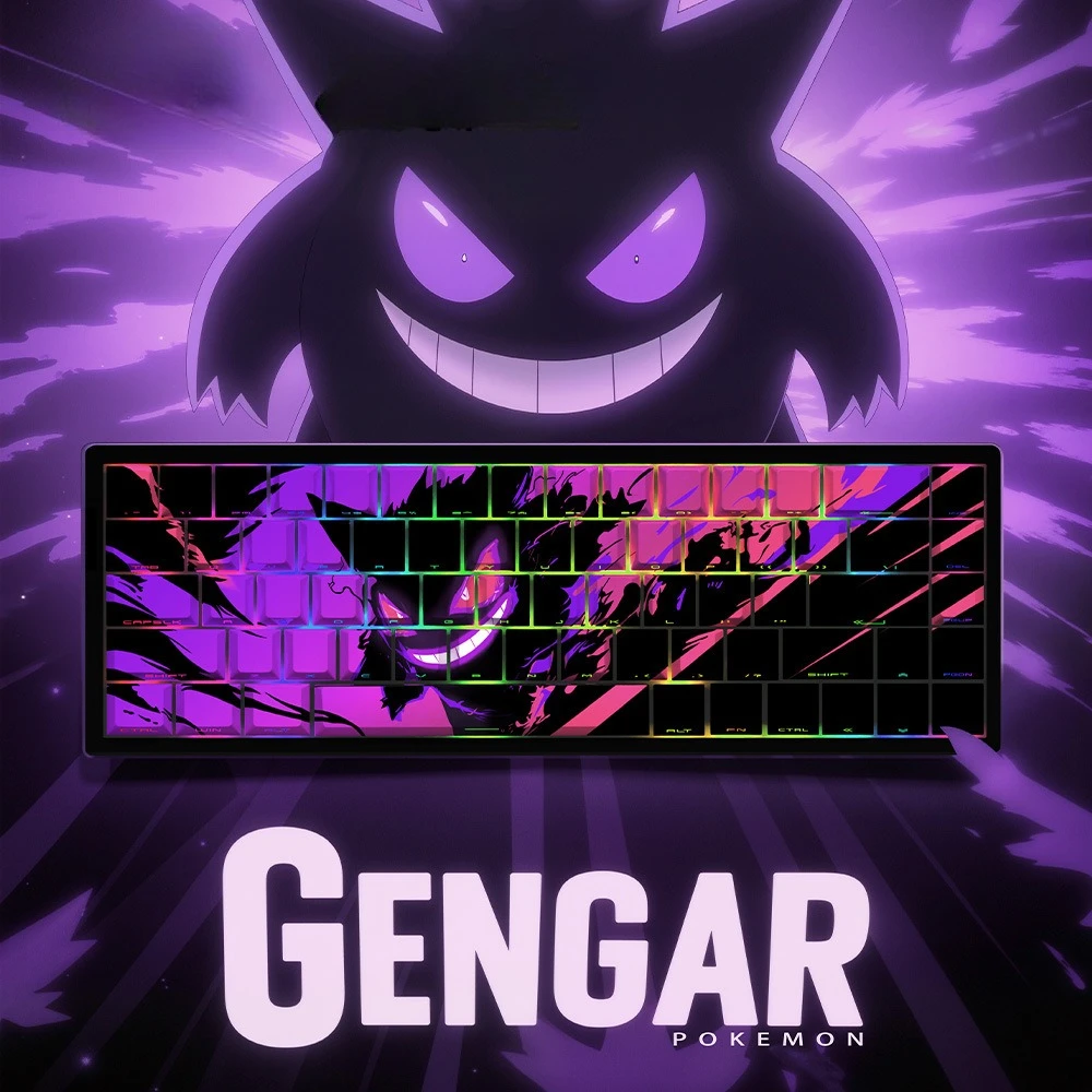 

74/129 key Geng Ghost Keycaps Side Engraved Translucent Keycaps PBT Cherry Profile Customized Sublimation Wooting Keycaps Gift